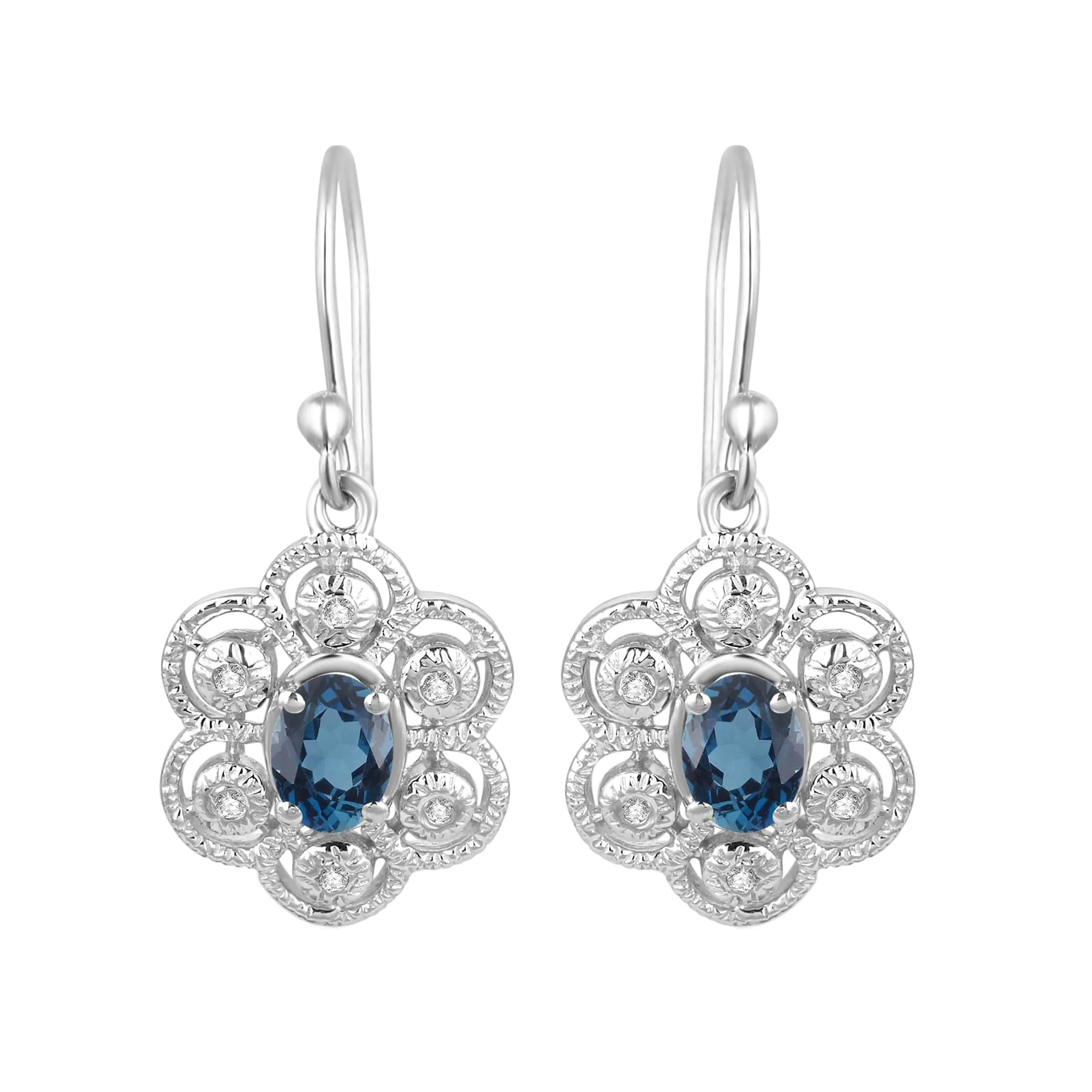 V3 Jewelry Sterling Silver 1.75 Carat Oval Shape Natural London Blue Topaz Dangle Earrings sold by Zulily