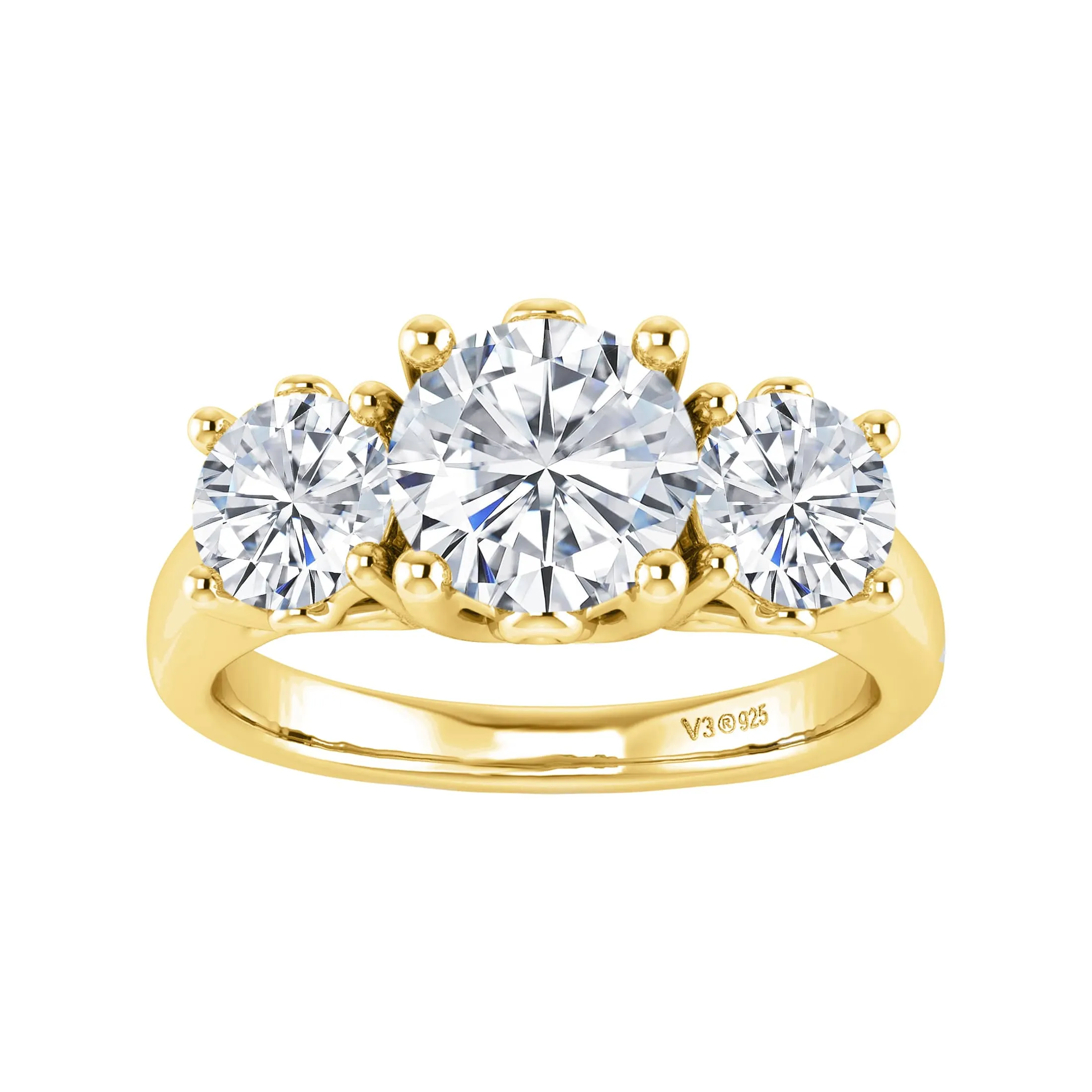 V3 Jewelry Gold Over Sterling Silver with Moissanite Three Stone Ring sold by Zulily product image thumbnail 2
