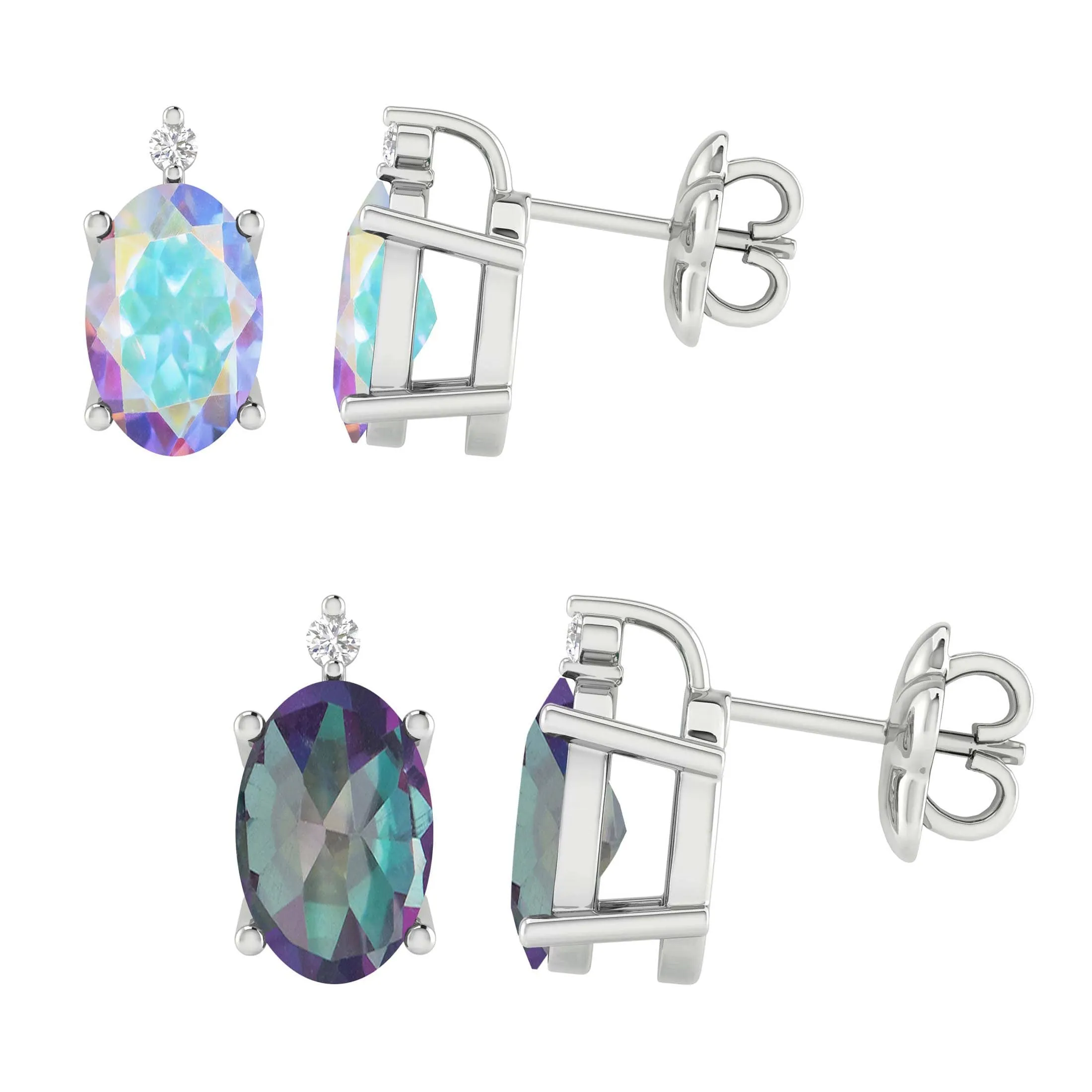 V3 Jewelry Set of Two Sterling Silver Mercury Opal Topaz, Mystic Topaz and White Diamond Stud Earrings sold by Zulily