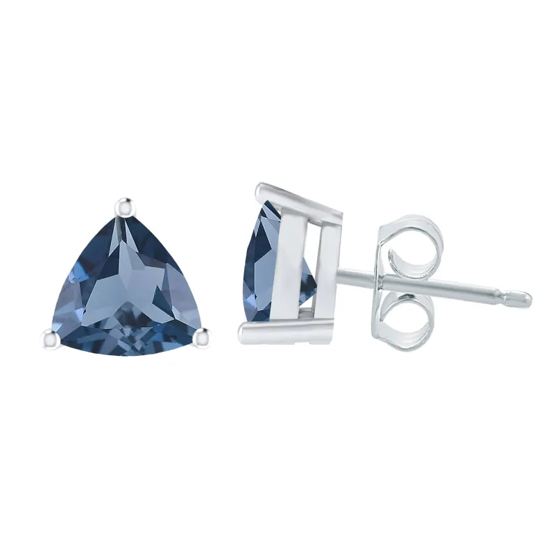 V3 Jewelry 925 Sterling Silver Trillion Cut Natural London Blue Topaz Stud Earrings sold by Zulily