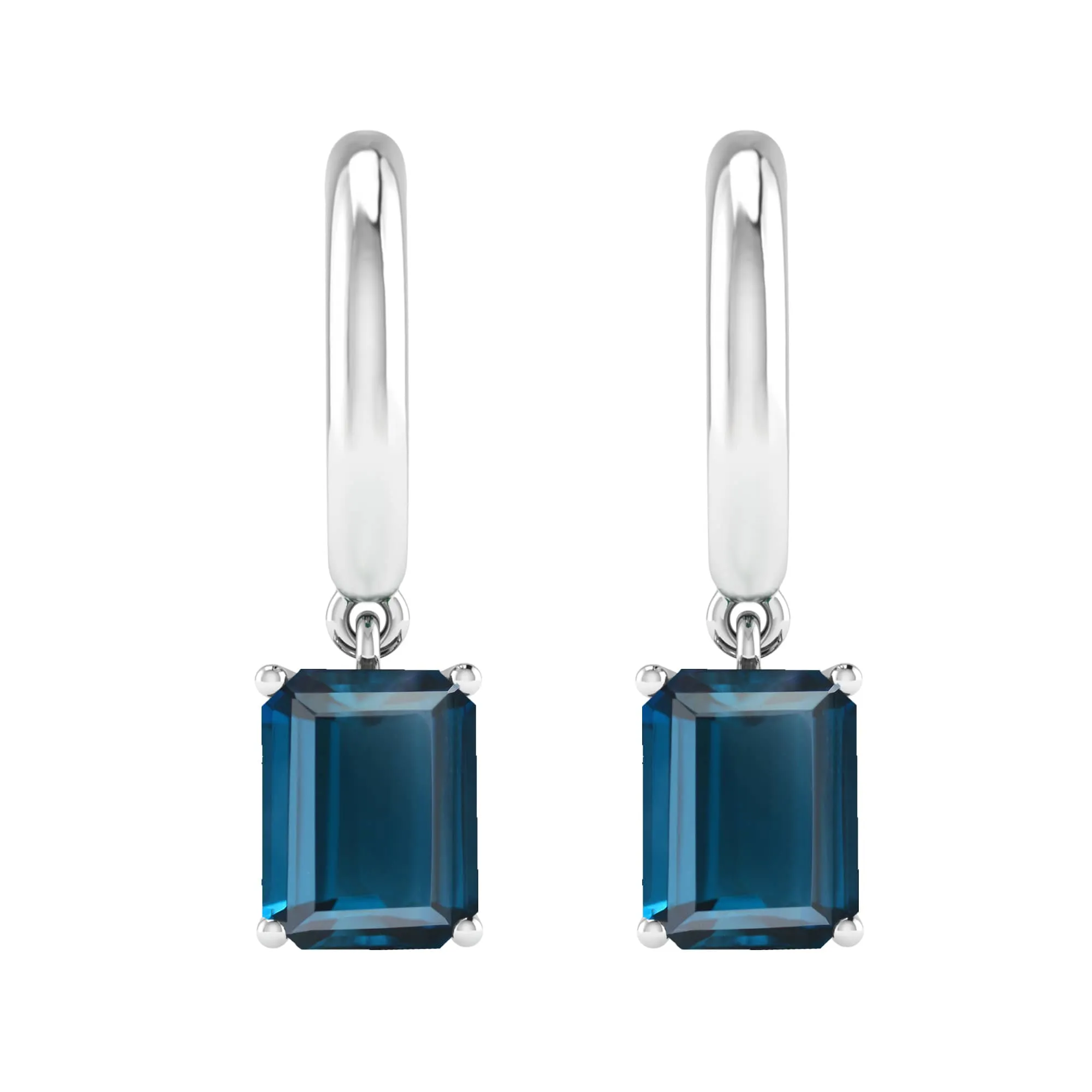 V3 Jewelry Sterling Silver 3.75CT Emerald Cut Natural London Blue Topaz Dangle Earrings sold by Zulily