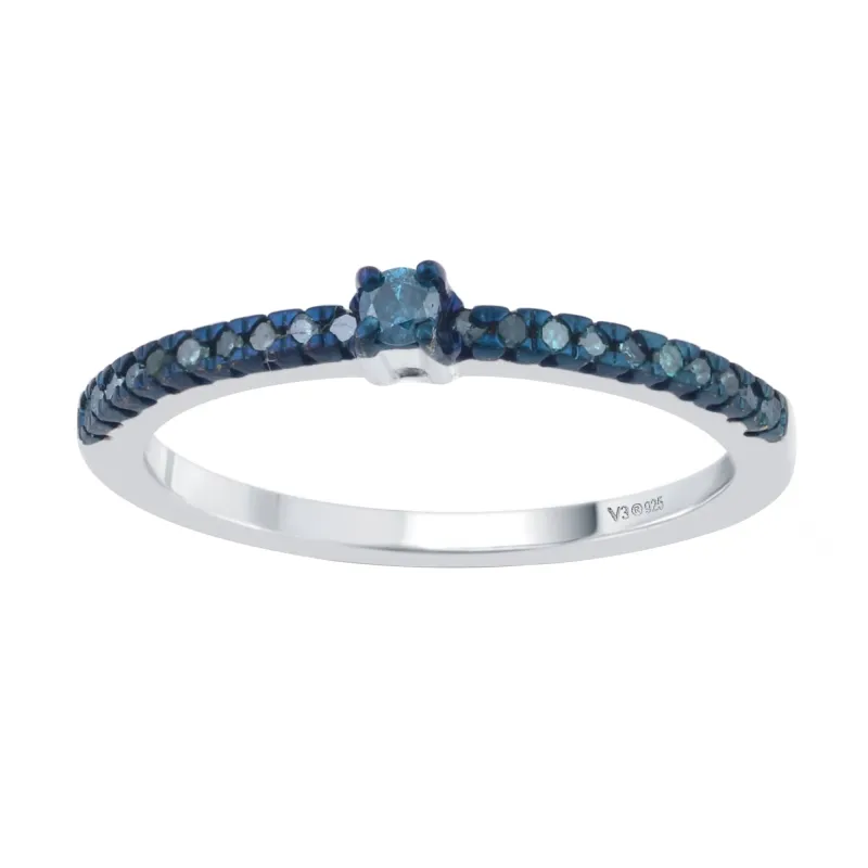 V3 Jewelry Stackable Real Blue Diamond Band Ring Sterling Silver sold by Zulily