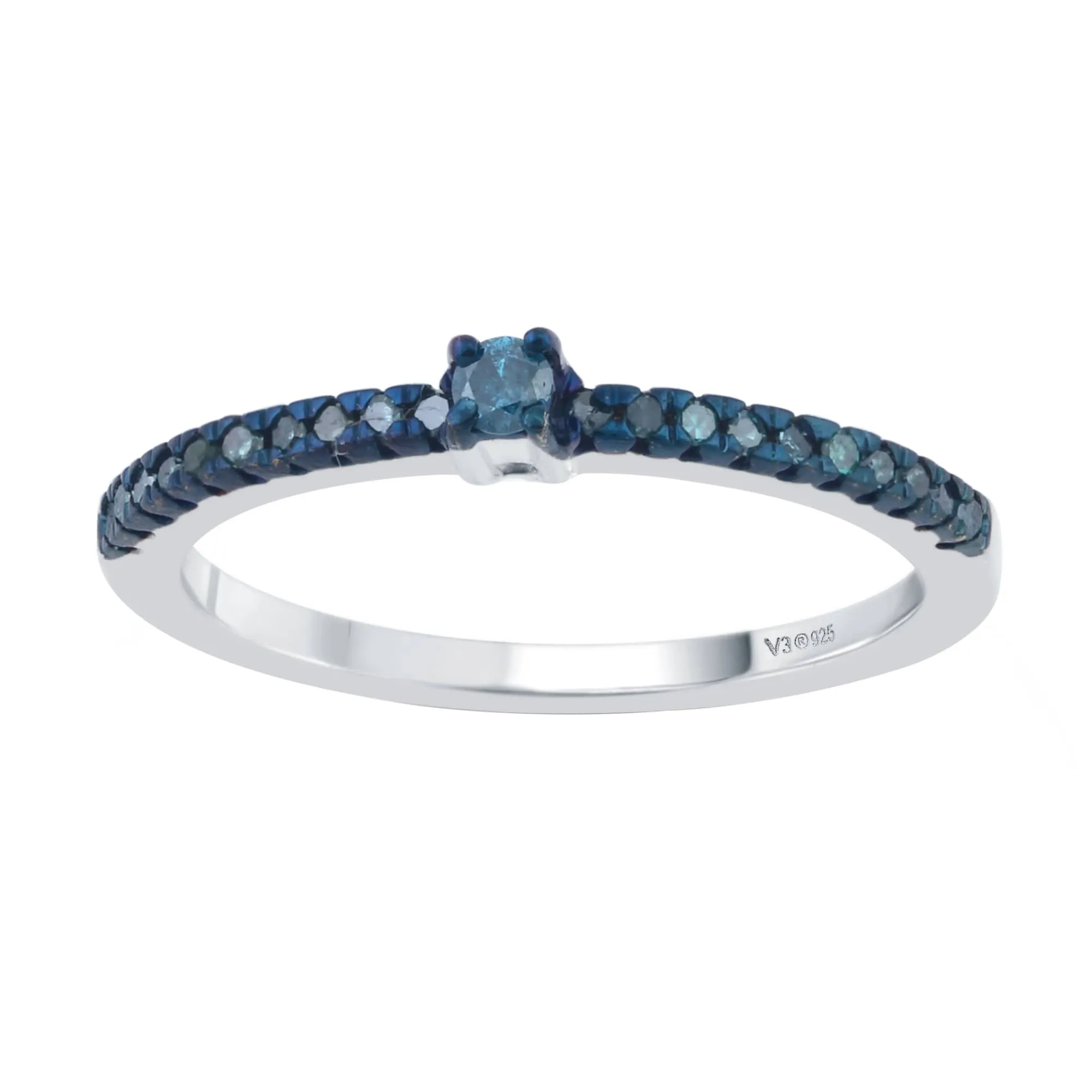 V3 Jewelry Stackable Real Blue Diamond Band Ring Sterling Silver sold by Zulily