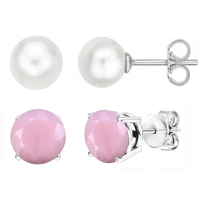 V3 Jewelry Set of Two Sterling Silver with Freshwater Pearl and Opal Stud Earring sold by Zulily