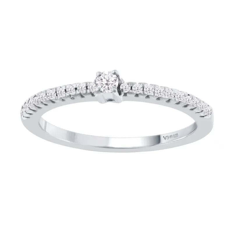 V3 Jewelry Natural White Diamond Sterling Silver Stackable Band Ring sold by Zulily