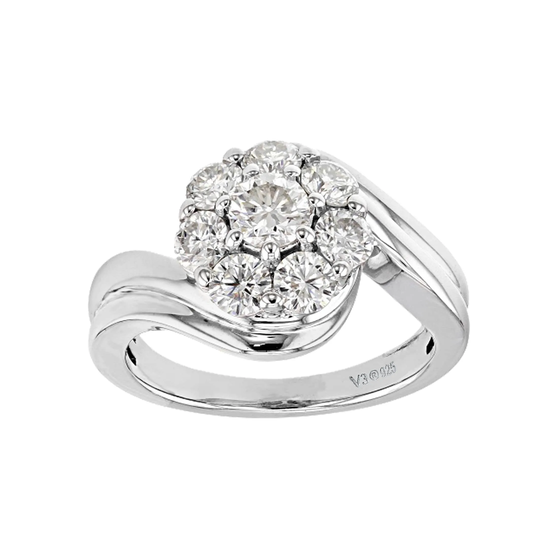 V3 Jewelry 925 Sterling Silver with Moissanite Engagement Ring sold by Zulily