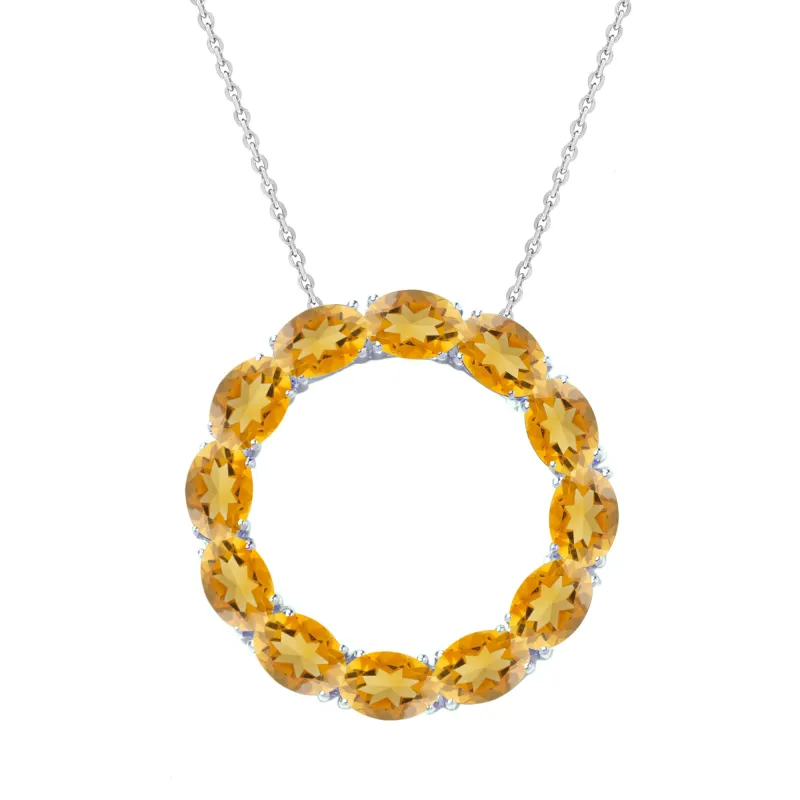 V3 Jewelry 925 Sterling Silver Oval Cut 5.25 Carat Natural Citrine Circle Pendant with 18" chain sold by Zulily