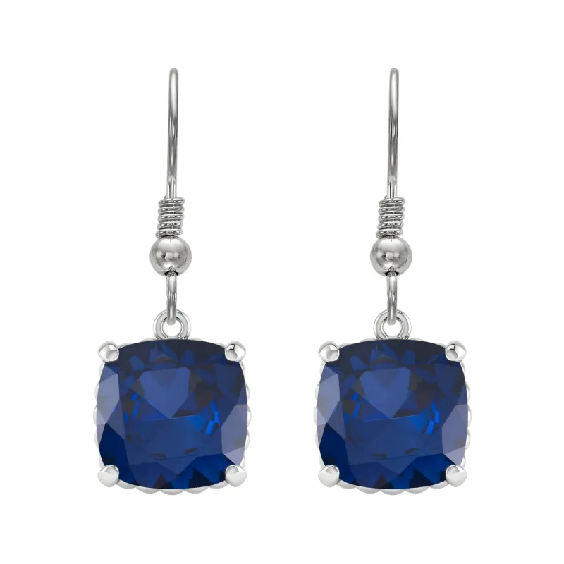 V3 Jewelry Sterling Silver Cushion cut 17.00 Carat Blue Sapphire Solitaire Dangle Earrings sold by Zulily