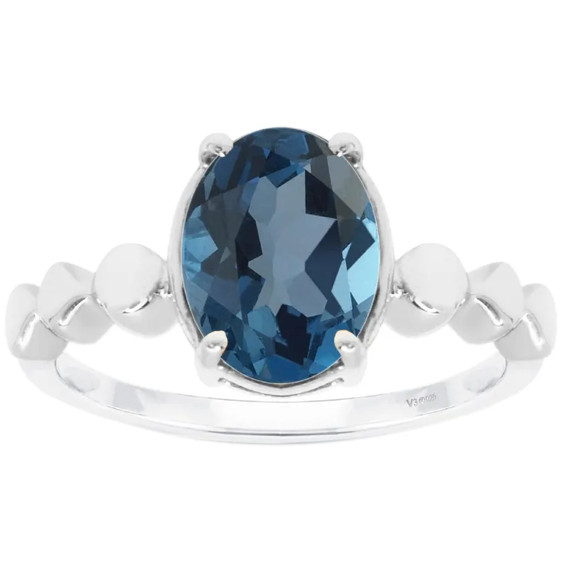 V3 Jewelry 925 Sterling Silver Oval Cut 3.30 Carat Natural London Blue Topaz Solitaire Ring sold by Zulily