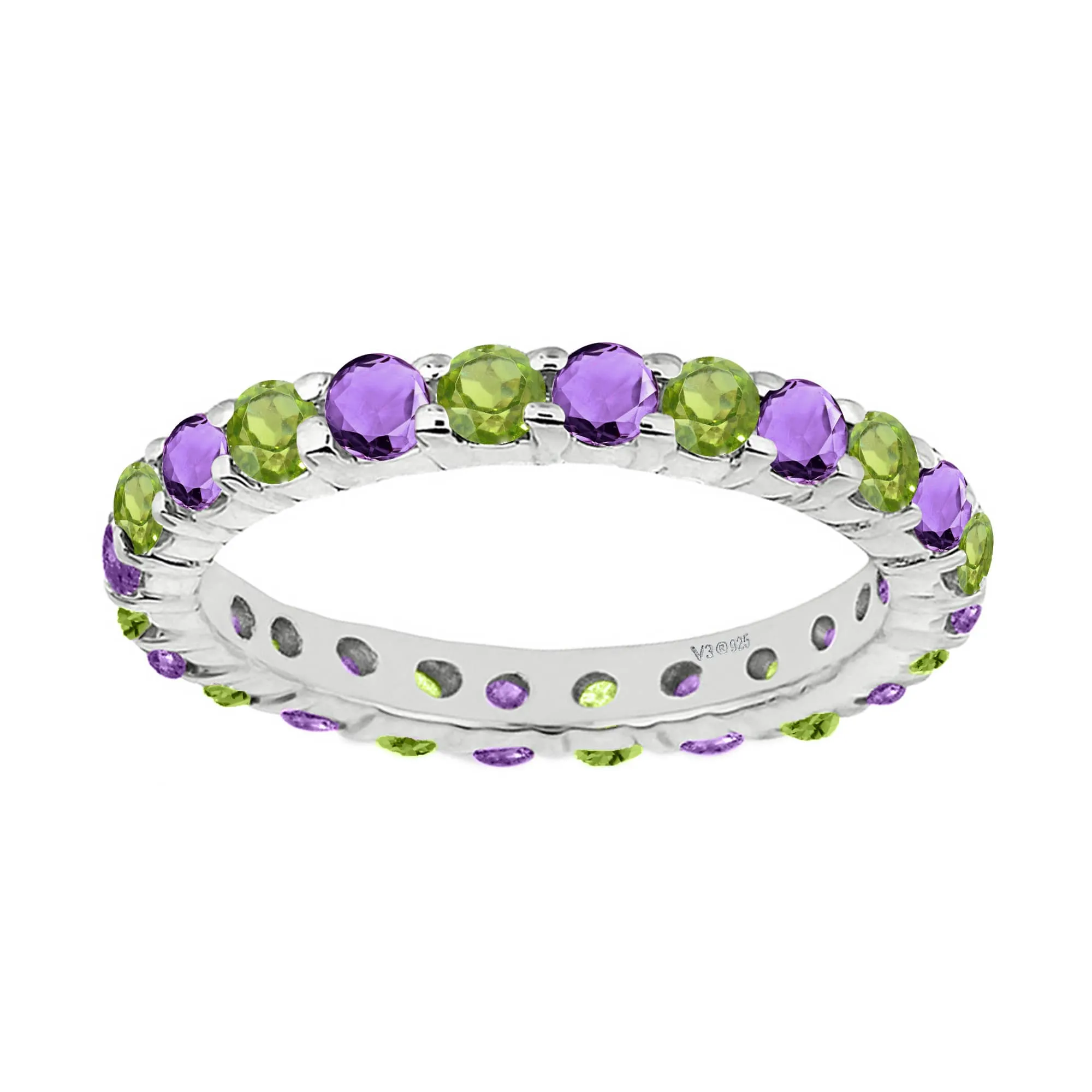 V3 Jewelry 925 Sterling Silver Genuine Amethyst and Peridot Eternity Band Ring sold by Zulily product image thumbnail 2