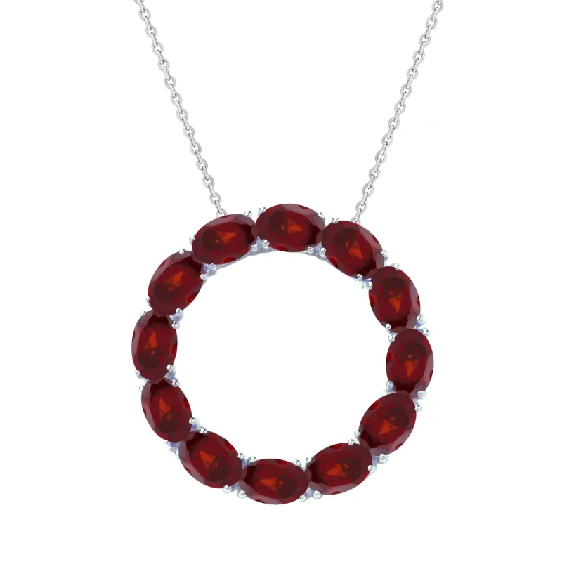 V3 Jewelry 925 Sterling Silver Genuine 7.90 Carat Oval Cut Garnet Circle Pendant with 18" chain made by Zulily