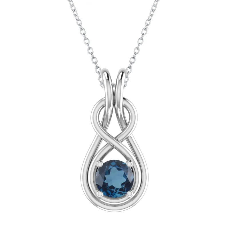 V3 Jewelry Sterling Silver Round Cut Natural London Blue Topaz Infinity Pendant sold by Zulily