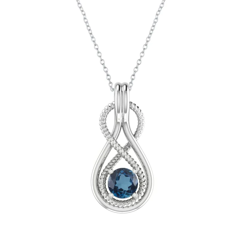 V3 Jewelry Sterling Silver 1.0Carat Round Cut Natural London Blue Topaz Infinity Pendant sold by Zulily