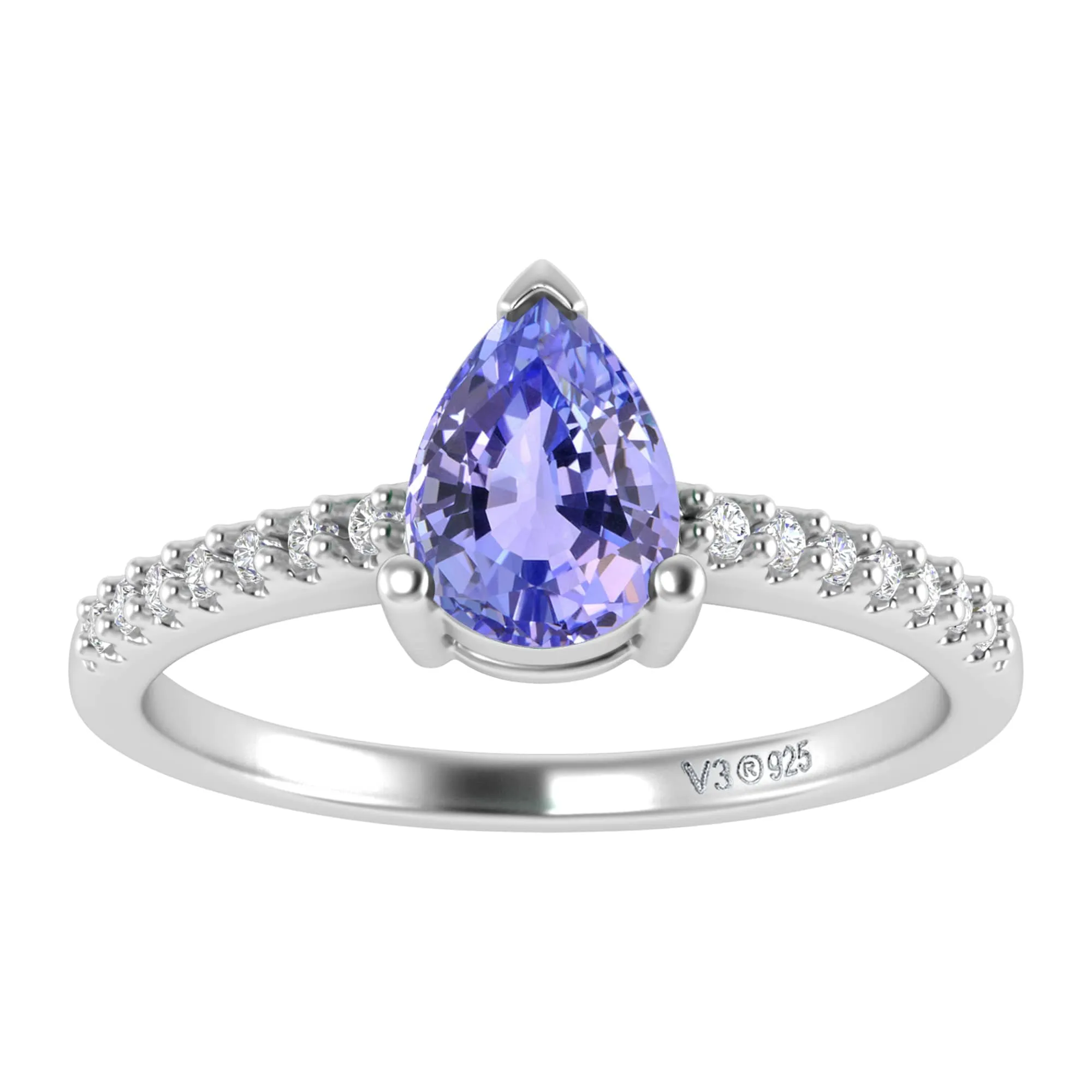 Sterling Silver Natural Tanzanite and White Topaz Engagement Ring sold by Zulily product image thumbnail 2