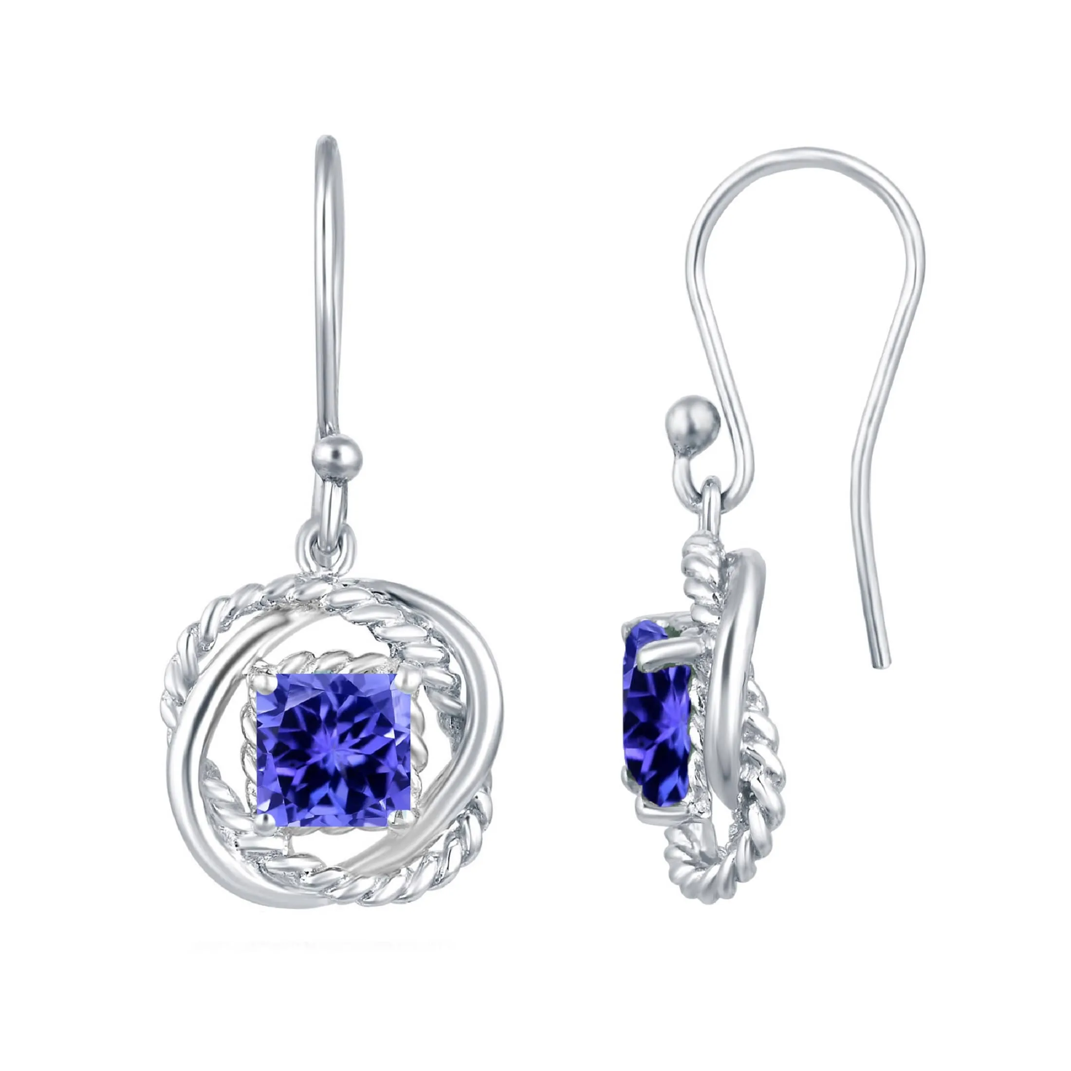 Sterling Silver 2.30CT Natural Tanzanite Twisted Wire Dangle Earrings sold by Zulily