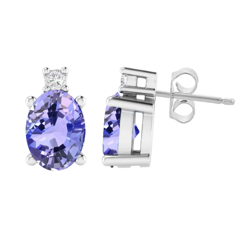 Sterling Silver with Tanzanite and Moissanite Stud Earrings sold by Zulily
