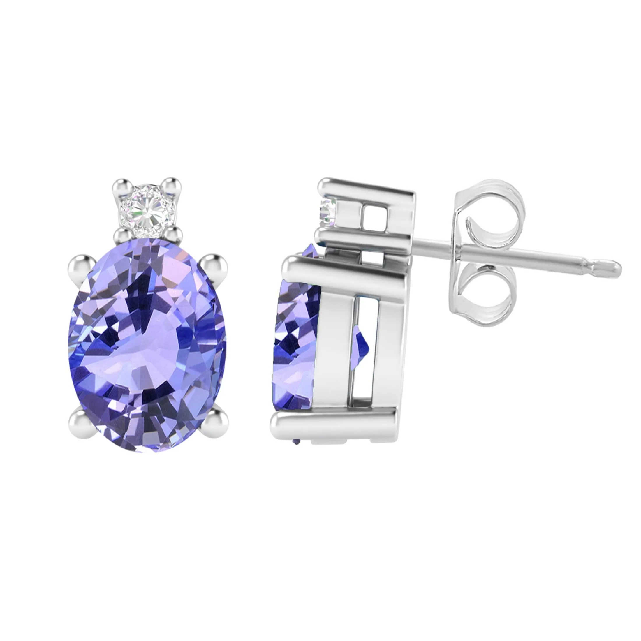 Sterling Silver with Tanzanite and Moissanite Stud Earrings sold by Zulily