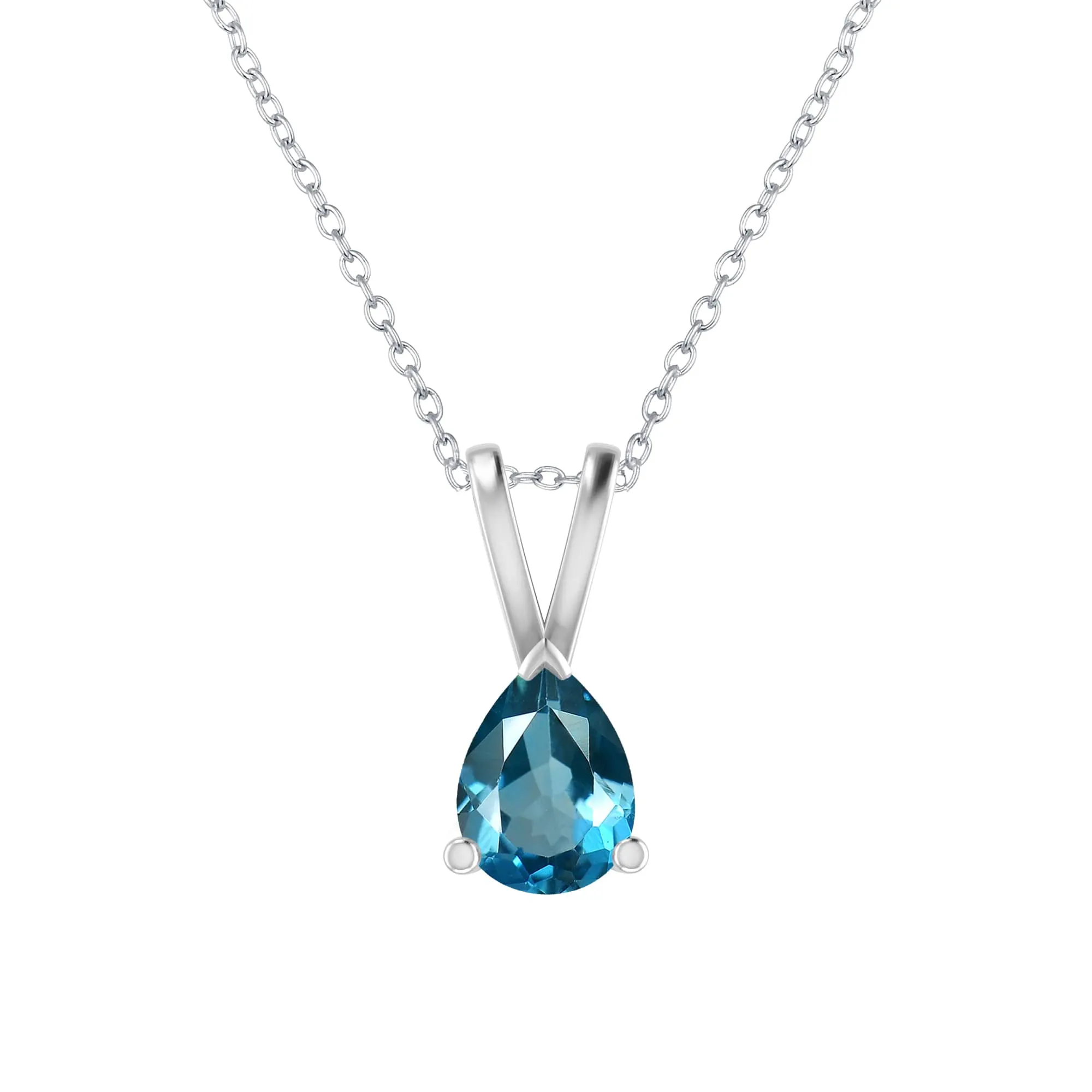 V3 Jewelry Sterling Silver Pear Cut Natural London Blue Topaz Solitaire Pendant with 18" Chain sold by Zulily