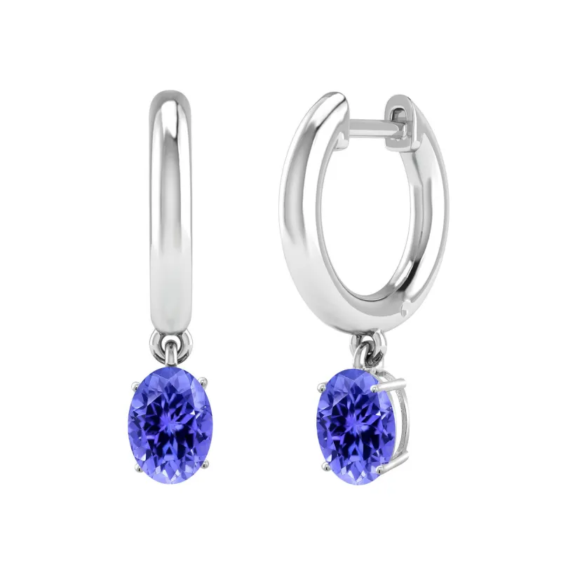 Sterling Silver 1.60CT Natural Tanzanite Oval Dangle Earrings sold by Zulily