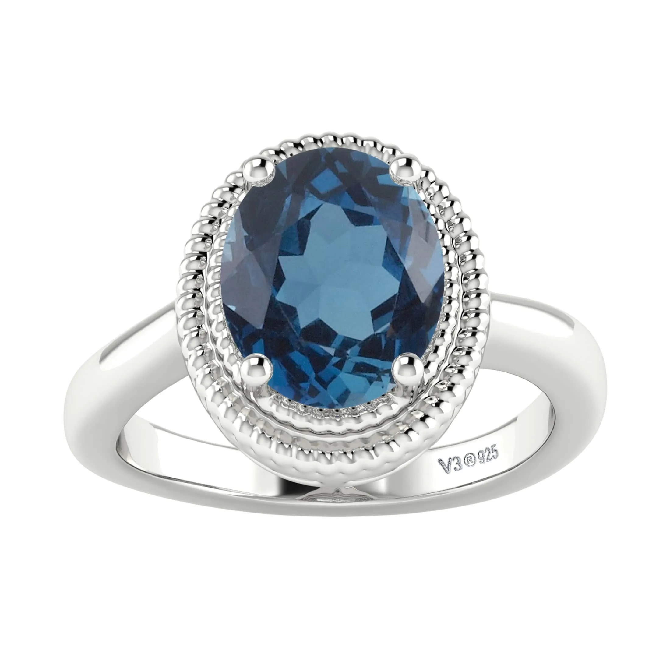 V3 Jewelry Sterling Silver 2.15CT Oval Cut Natural London Blue Topaz Solitaire Ring sold by Zulily product image thumbnail 4