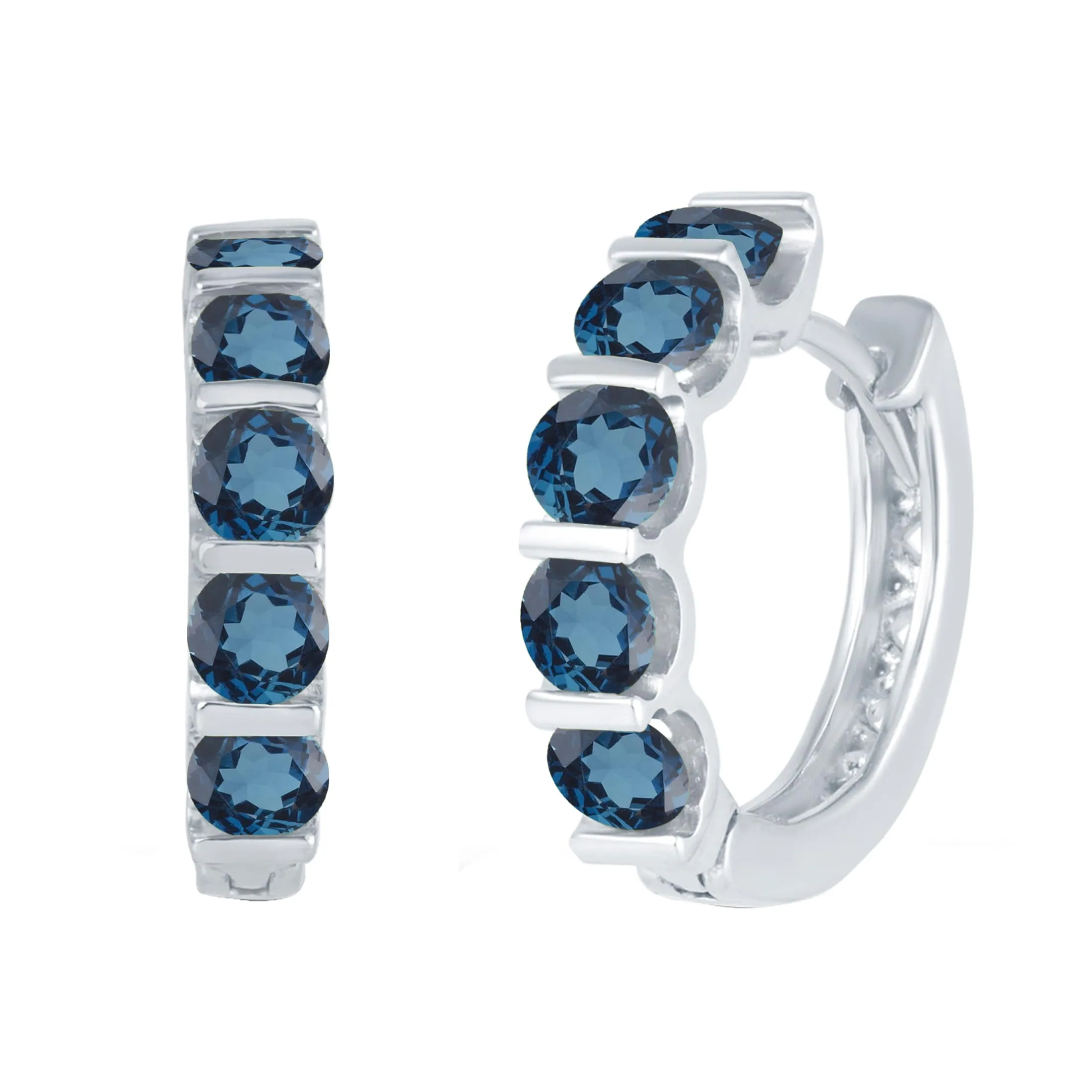 V3 Jewelry 3.20CT Round Sterling Silver Natural London Blue Topaz Hoop Earrings sold by Zulily