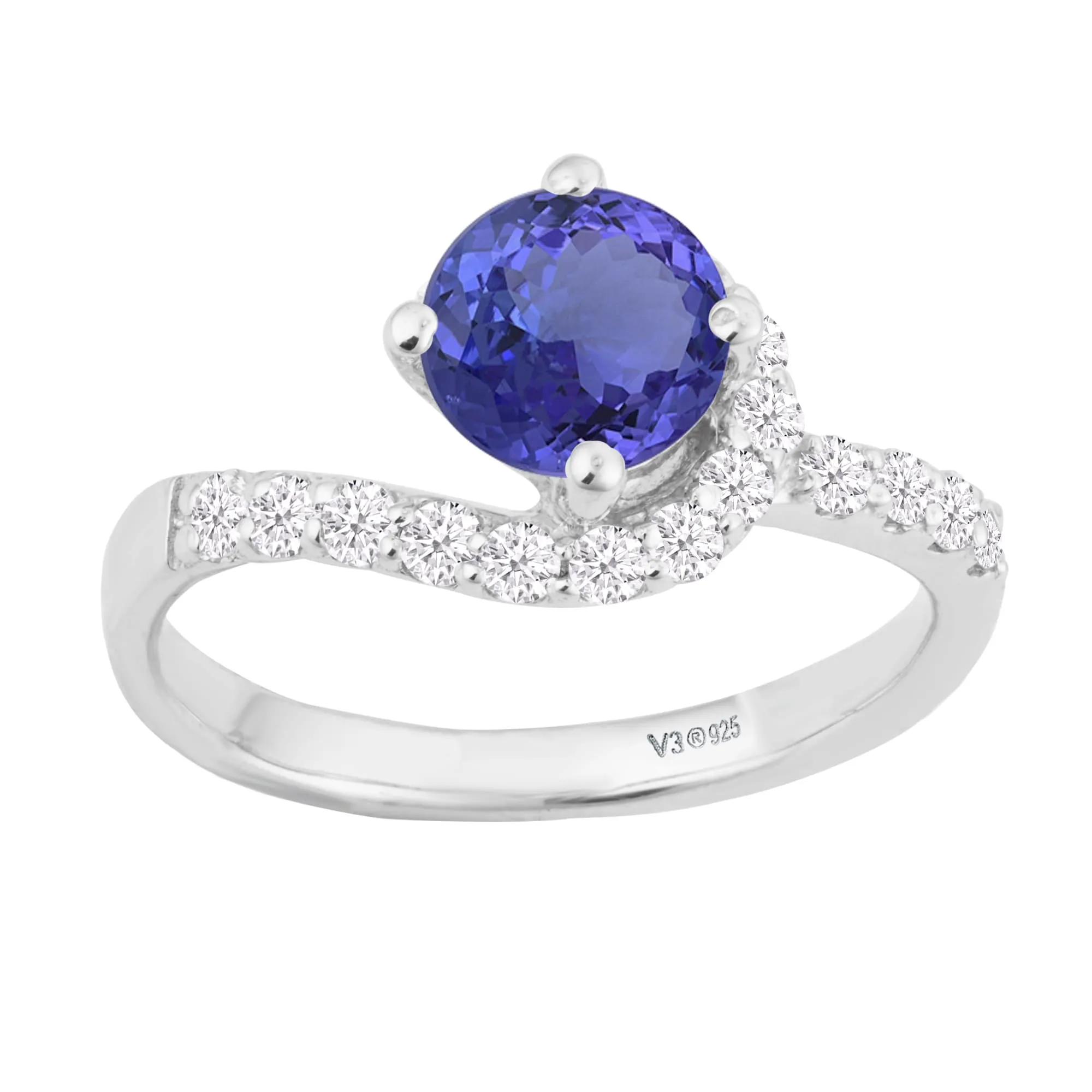 Sterling Silver Natural Tanzanite and White Zircon Promise Ring sold by Zulily product image thumbnail 3