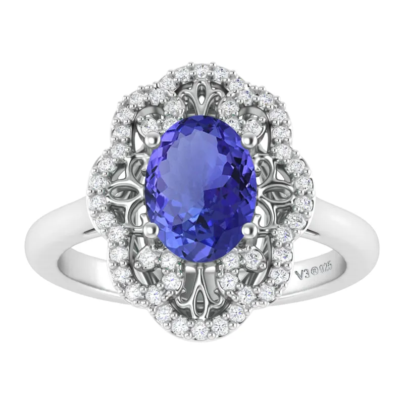 Sterling Silver with Natural Tanzanite and White Topaz Cluster Ring sold by Zulily
