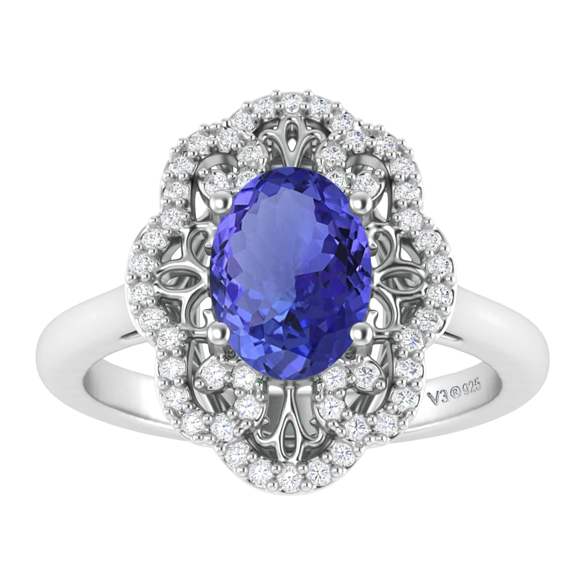 Sterling Silver with Natural Tanzanite and White Topaz Cluster Ring sold by Zulily product image thumbnail 3