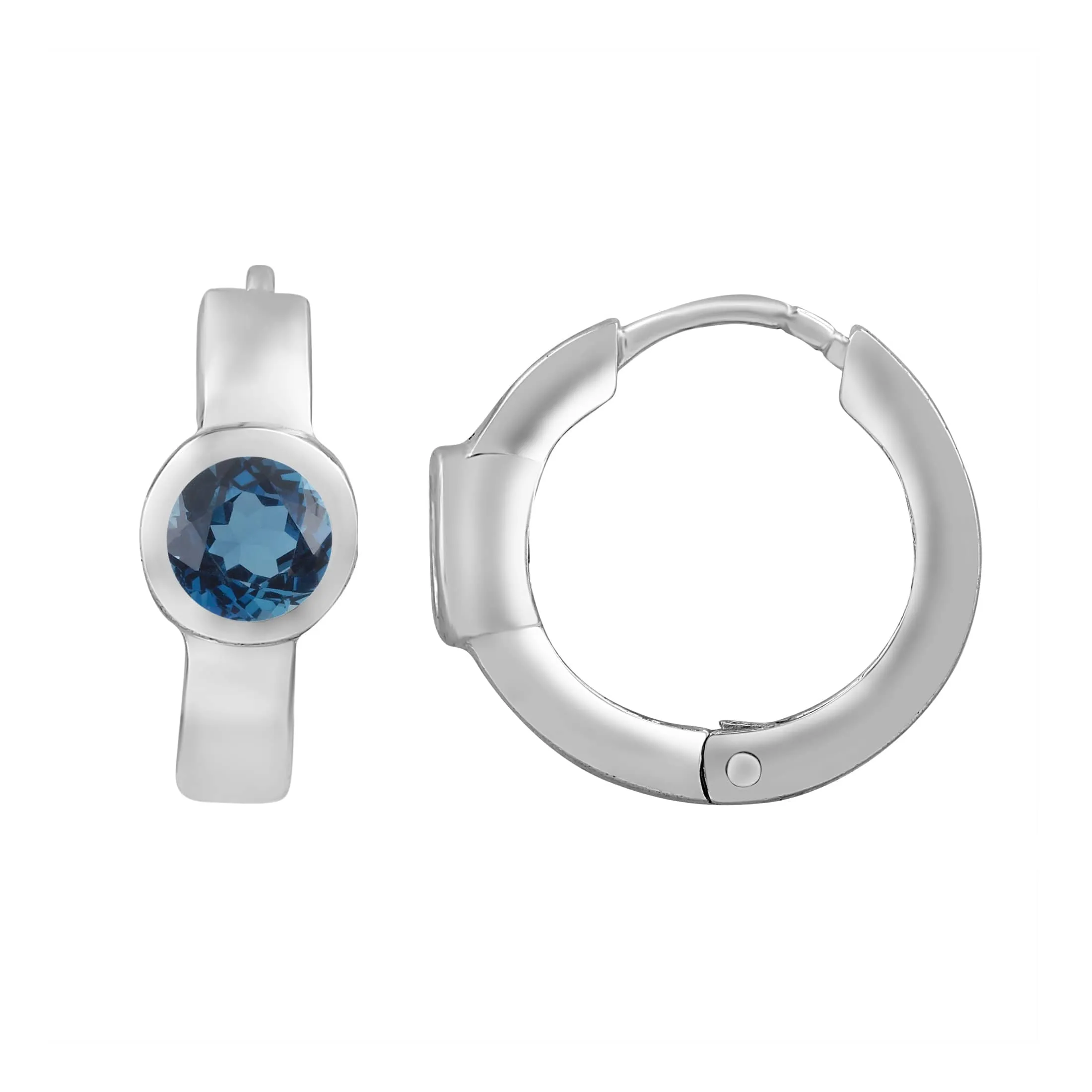 V3 Jewelry 925 Sterling Silver 1.22 Carat Round Cut Natural London Blue Topaz Hoop Earrings sold by Zulily