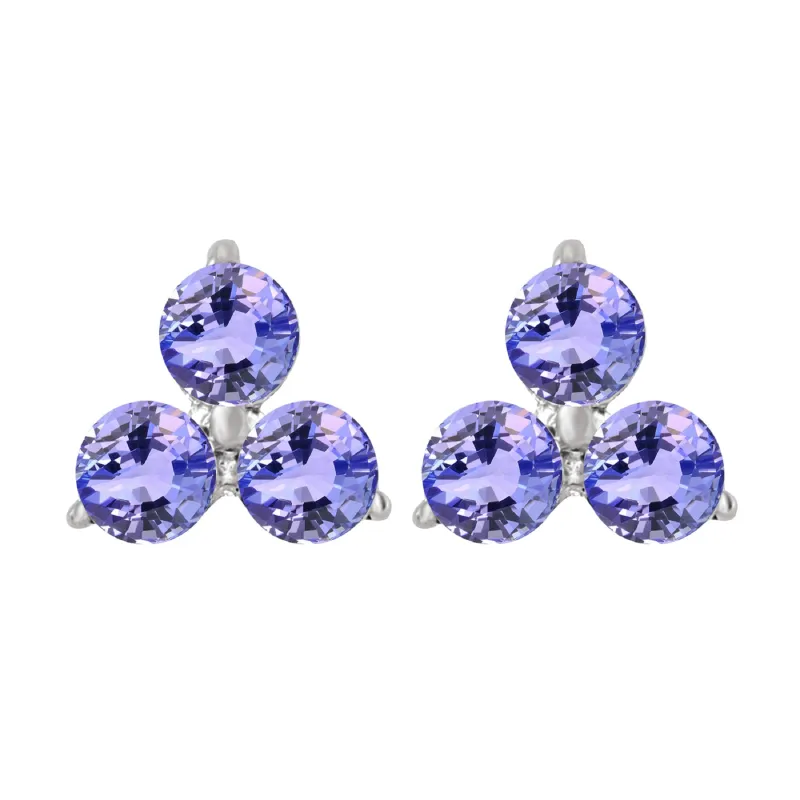 Sterling Silver Natural Tanzanite Three Stone Stud Earrings sold by Zulily