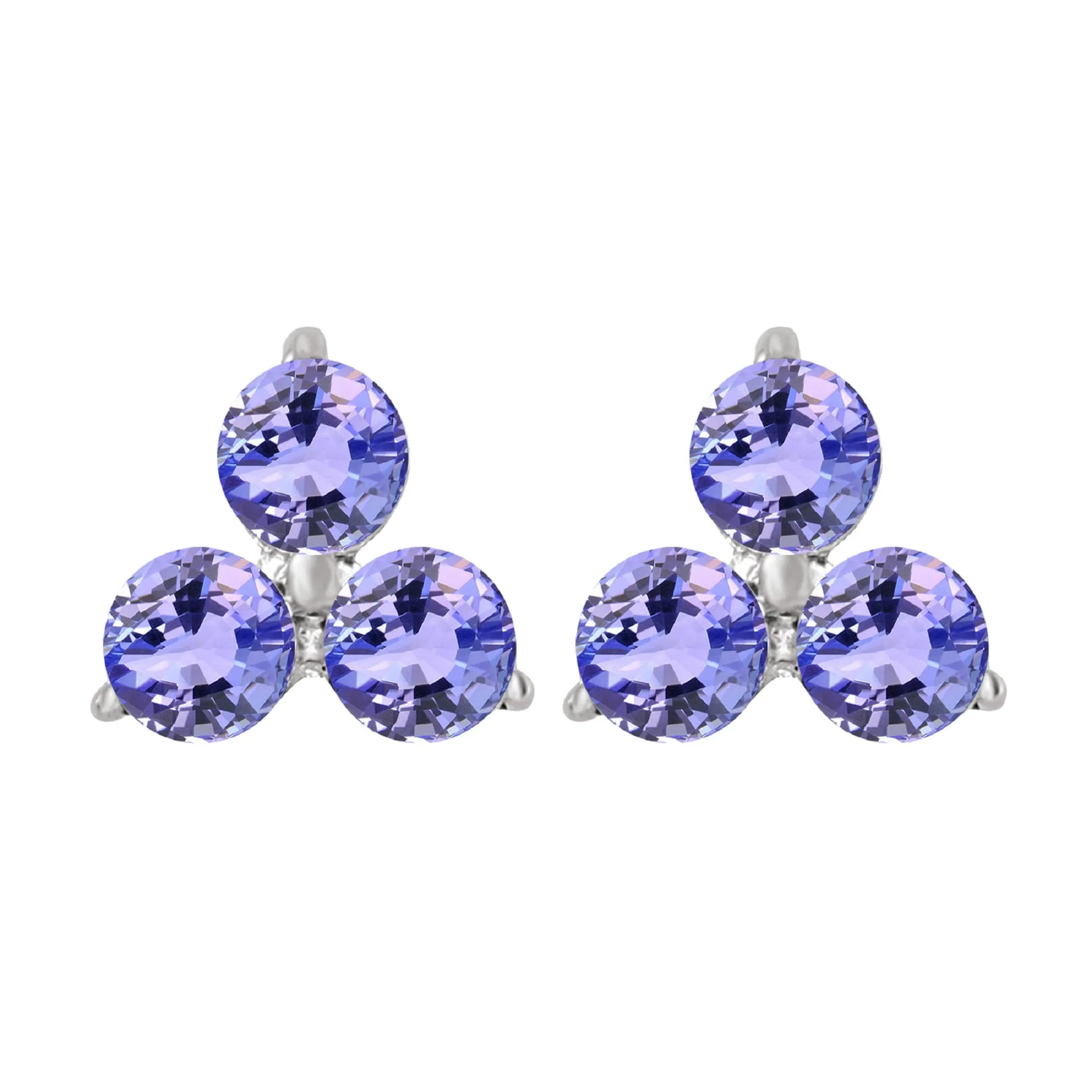 Sterling Silver Natural Tanzanite Three Stone Stud Earrings sold by Zulily