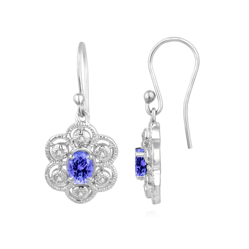 Sterling Silver with Natural Tanzanite and White Topaz Dangle Earrings sold by Zulily