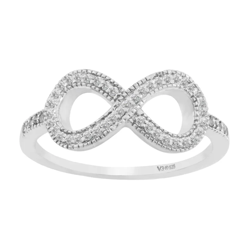 V3 Jewelry Natural White Diamond Sterling Silver Infinity Ring sold by Zulily