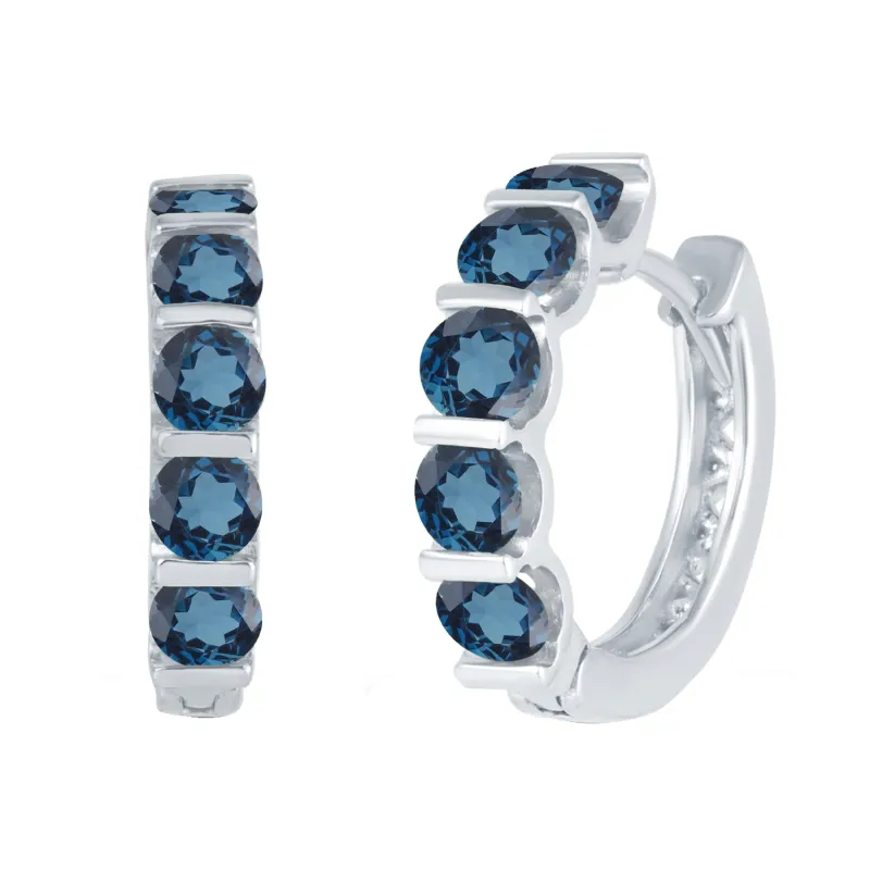 V3 Jewelry 3.20CT Round Sterling Silver Natural London Blue Topaz Hoop Earrings for Women sold by Zulily