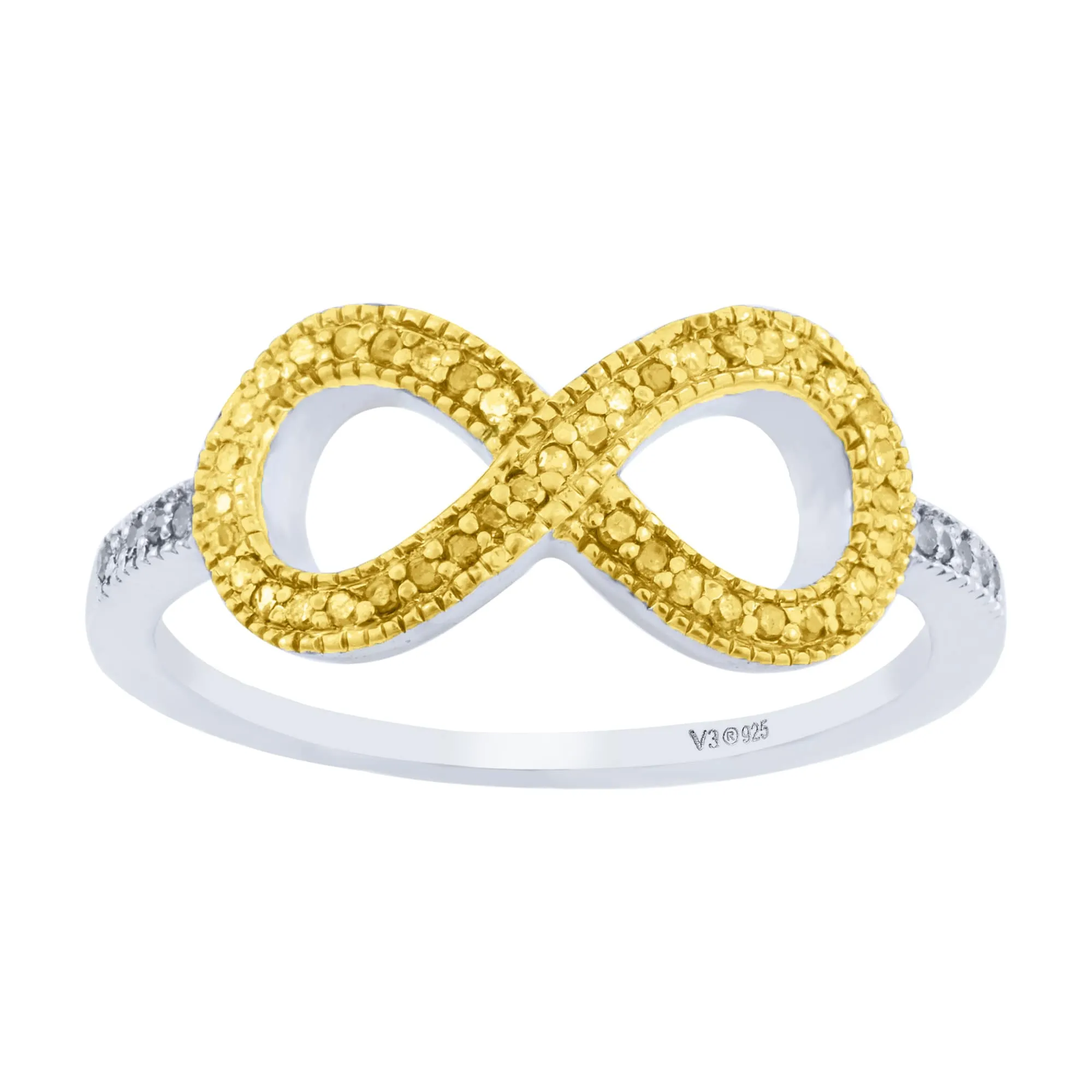 V3 Jewelry Infinity Sterling Silver Natural Yellow Diamond & White Diamond Ring sold by Zulily product image thumbnail 3