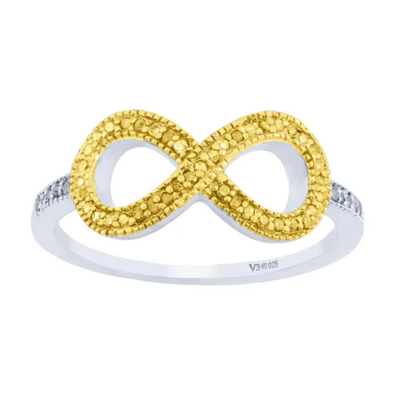 V3 Jewelry Infinity Sterling Silver Natural Yellow Diamond & White Diamond Ring sold by Zulily