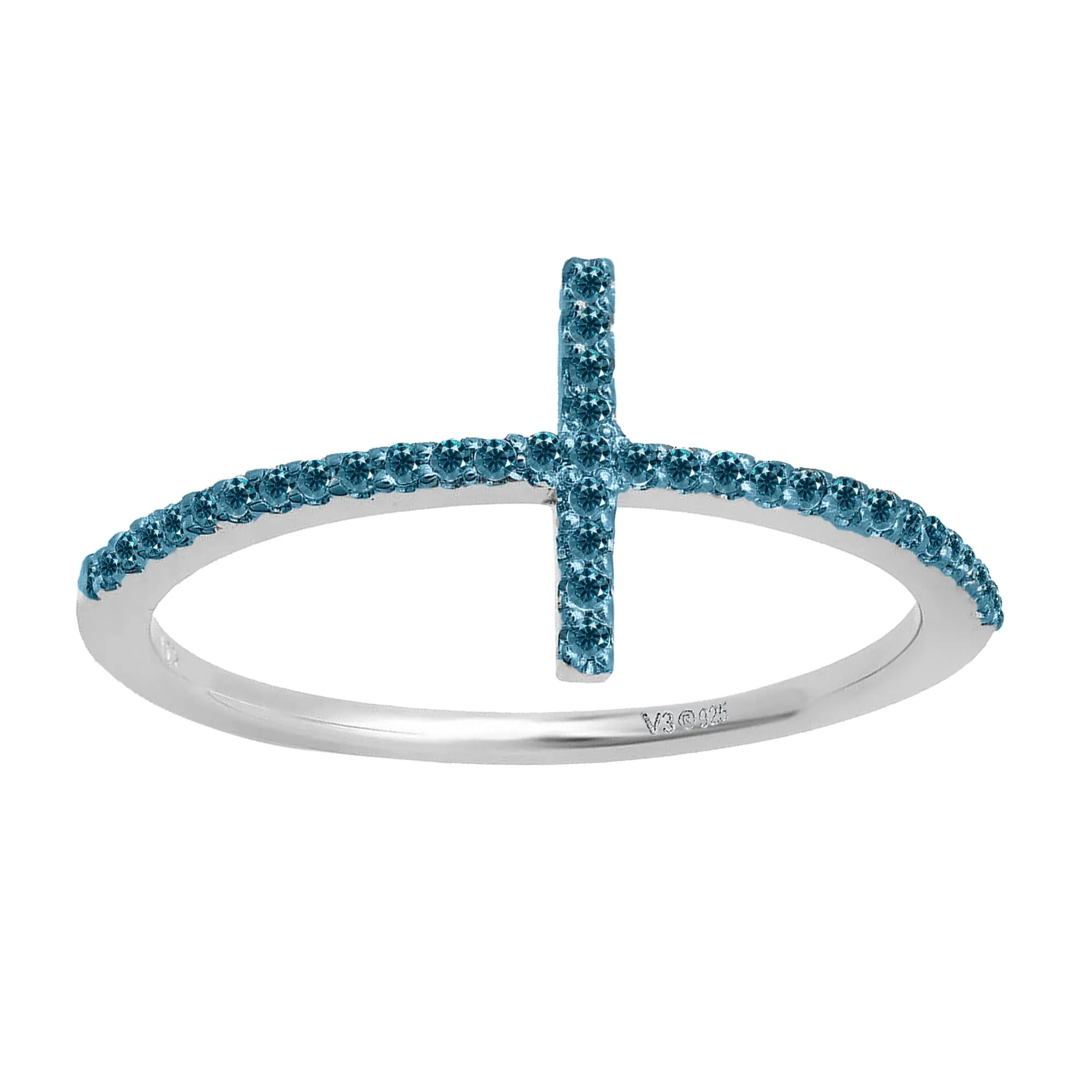 V3 Jewelry 1/4 CTTW Real Blue Diamond Sterling Silver Cross Ring sold by Zulily product image thumbnail 2