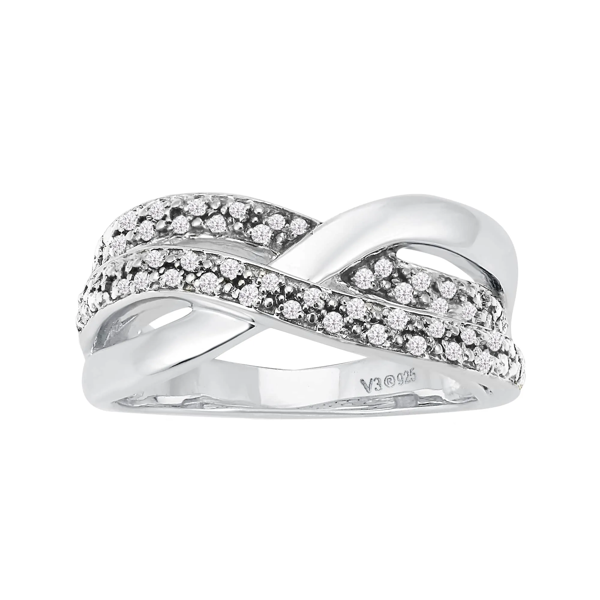 V3 Jewelry Sterling Silver Natural White Diamond Promise Ring sold by Zulily