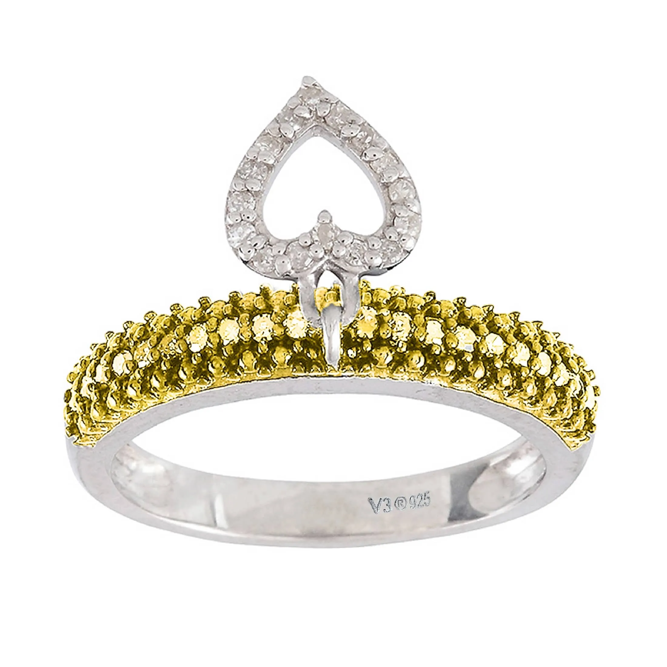 V3 Jewelry Sterling Silver Natural Yellow Diamond & White Diamond Heart Charm Band Ring sold by Zulily product image thumbnail 2