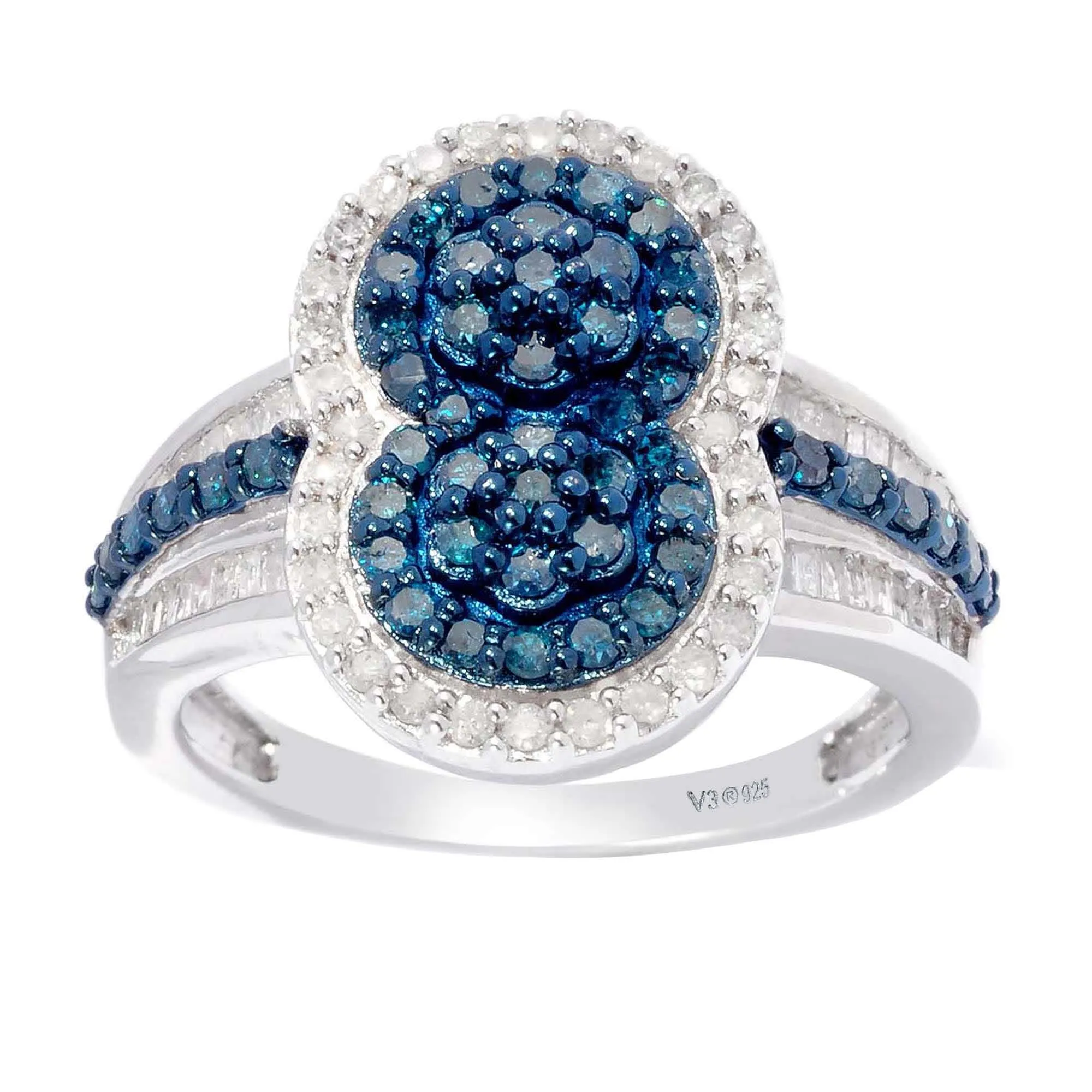 V3 Jewelry Sterling Silver 1.30 CTTW Genuine Blue Diamond and White Diamond Anniversary Ring sold by Zulily product image thumbnail 5