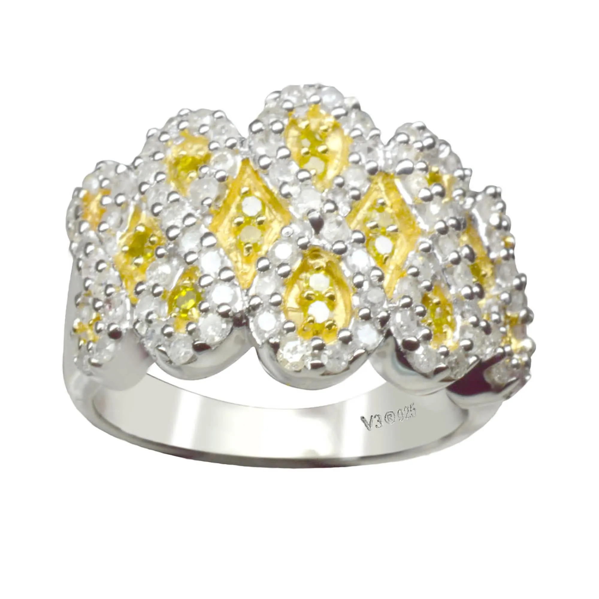 V3 Jewelry Sterling Silver 0.75 CTTW Genuine Yellow and White Diamond Band Ring sold by Zulily product image thumbnail 3