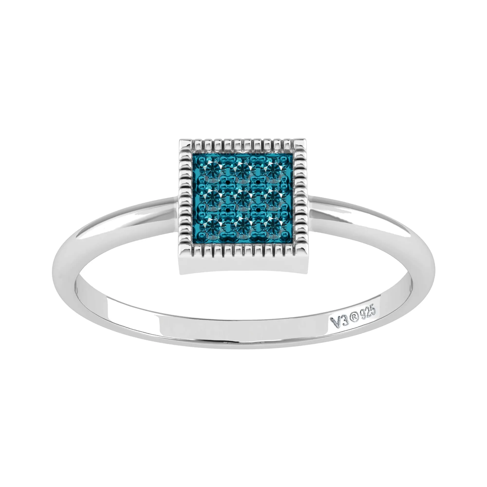 V3 Jewelry V3 Jewelry Sterling Silver Real Blue Diamond Square Ring sold by Zulily product image thumbnail 2