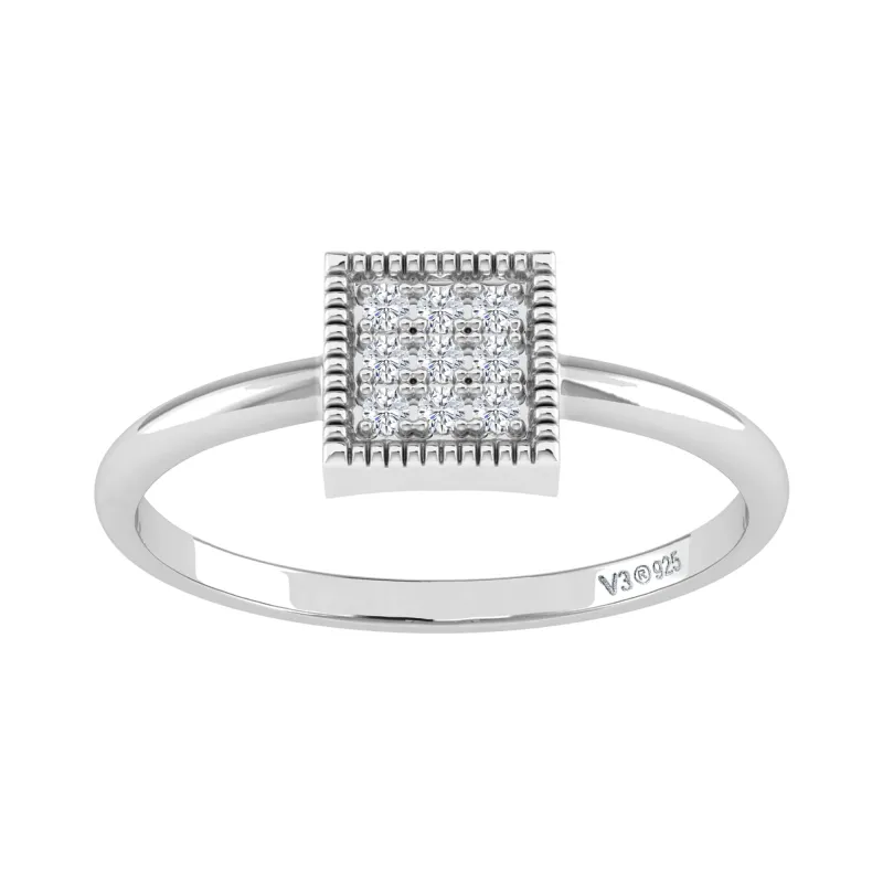 V3 Jewelry V3 Jewelry Sterling Silver Natural White Diamond Square Ring sold by Zulily