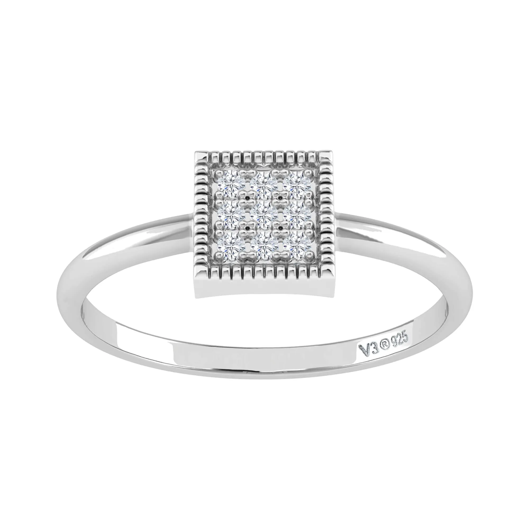 V3 Jewelry V3 Jewelry Sterling Silver Natural White Diamond Square Ring sold by Zulily