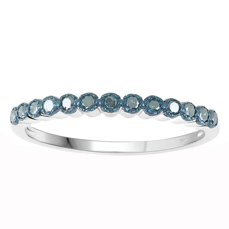 V3 Jewelry V3 Jewelry Natural Blue Diamond Sterling Silver Band Ring sold by Zulily