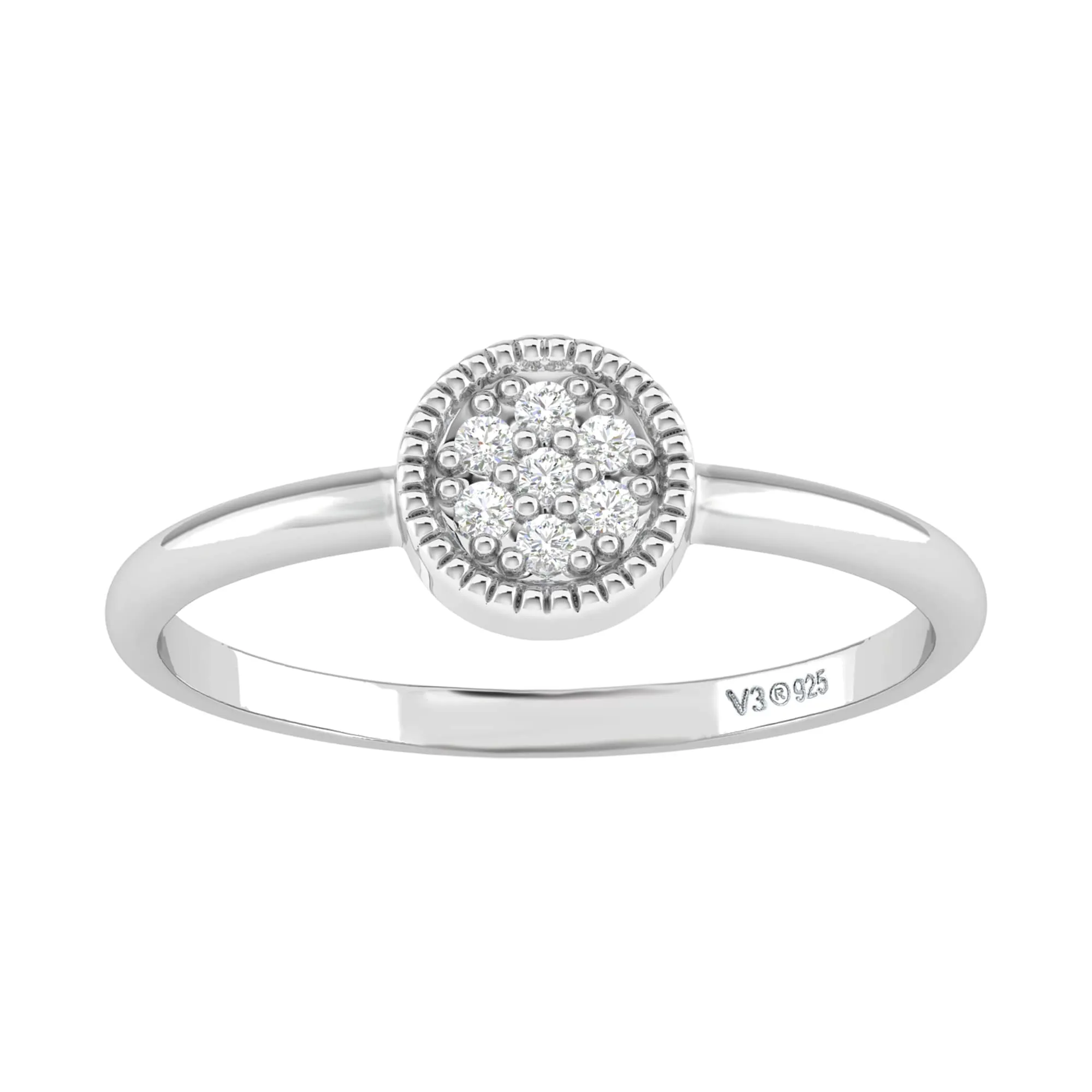 V3 Jewelry V3 Jewelry Natural White Diamond Sterling Silver Round Ring sold by Zulily
