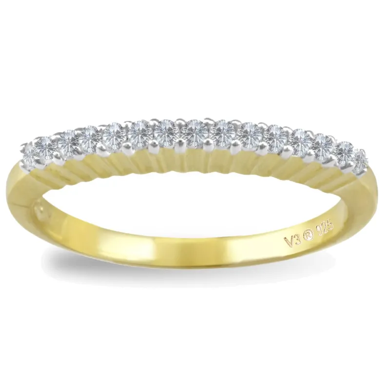 V3 Jewelry V3 Jewelry Yellow Gold Over Sterling Silver Real White Diamond Band Ring sold by Zulily