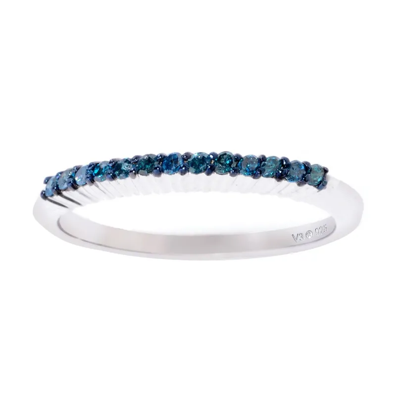 Real Blue Diamond Sterling Silver Stakable Band Ring sold by Zulily