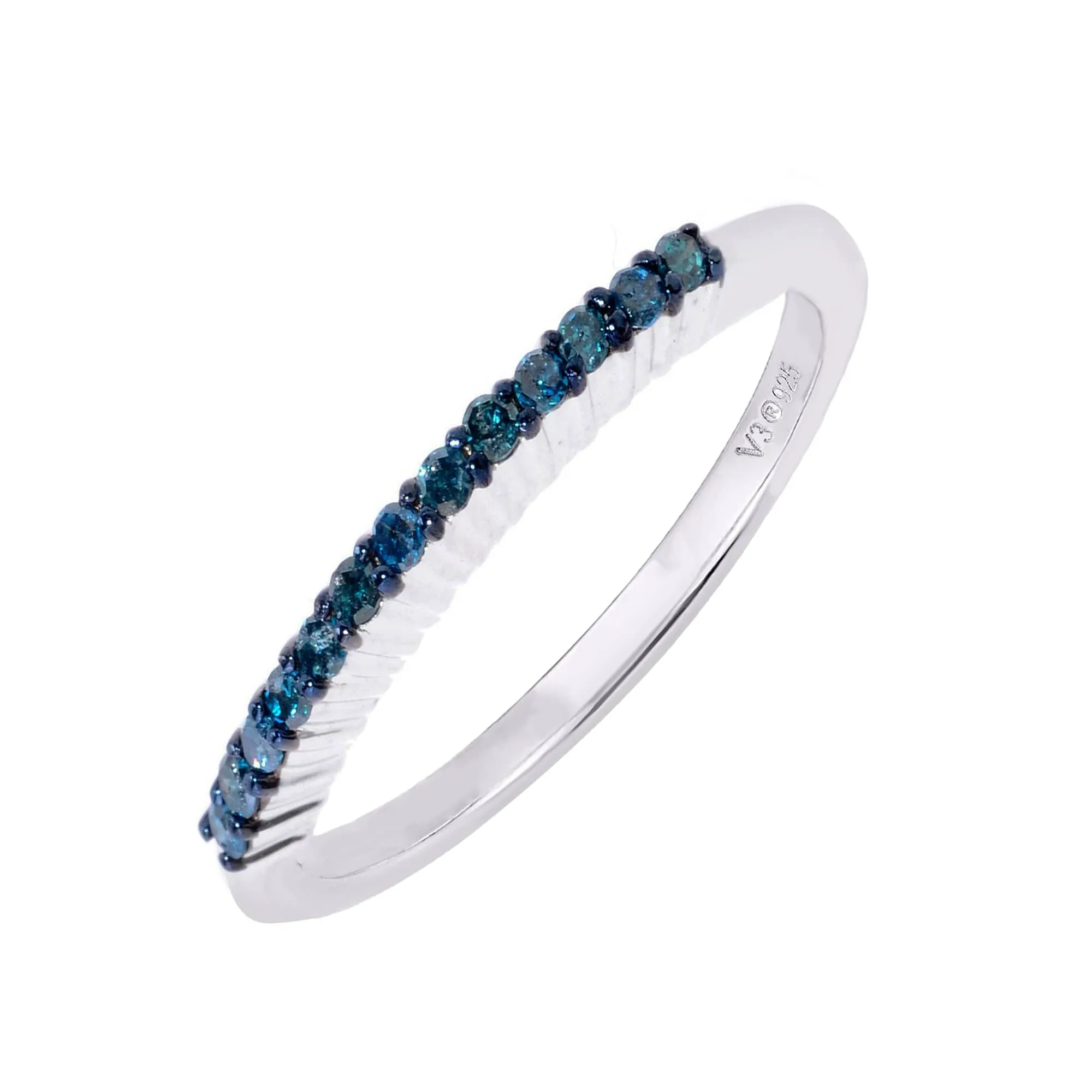 Real Blue Diamond Sterling Silver Stakable Band Ring sold by Zulily product image thumbnail 2