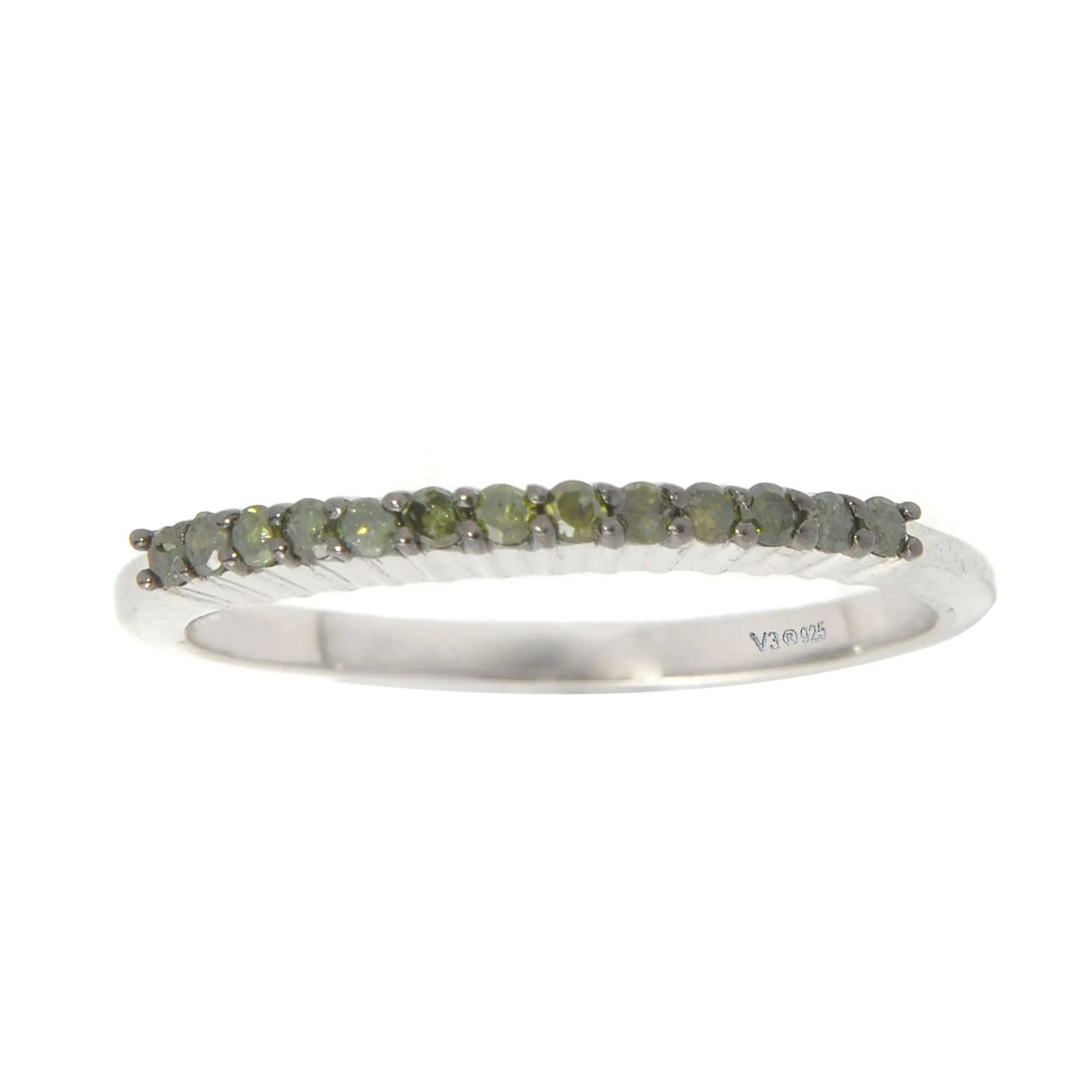 Stakable Natural Green Diamond Sterling Silver Band Ring sold by Zulily